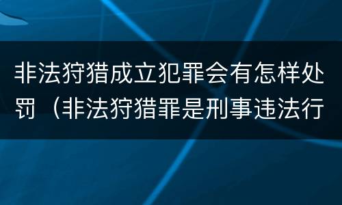 非法狩猎成立犯罪会有怎样处罚（非法狩猎罪是刑事违法行为吗）