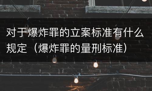 对于爆炸罪的立案标准有什么规定（爆炸罪的量刑标准）