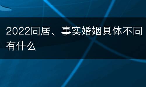 2022同居、事实婚姻具体不同有什么
