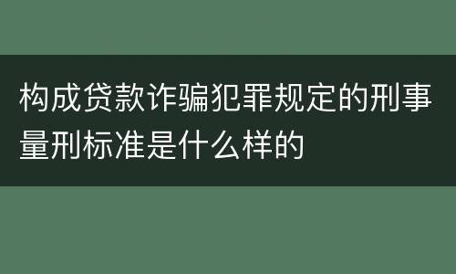 构成贷款诈骗犯罪规定的刑事量刑标准是什么样的