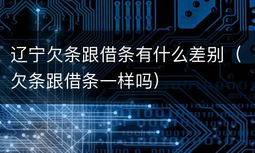 辽宁欠条跟借条有什么差别（欠条跟借条一样吗）