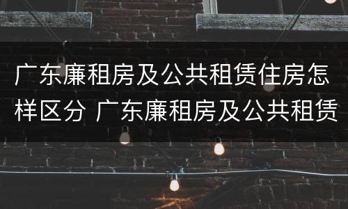 广东廉租房及公共租赁住房怎样区分 广东廉租房及公共租赁住房怎样区分的