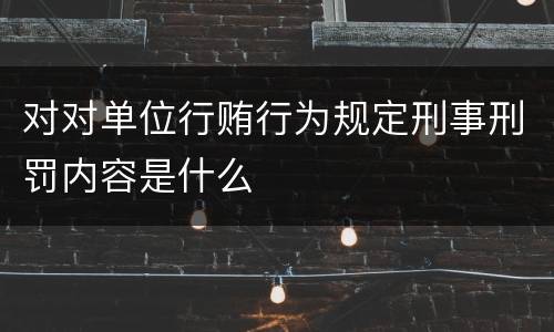 对对单位行贿行为规定刑事刑罚内容是什么