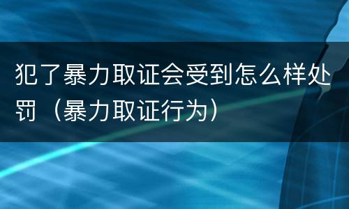 犯了暴力取证会受到怎么样处罚（暴力取证行为）