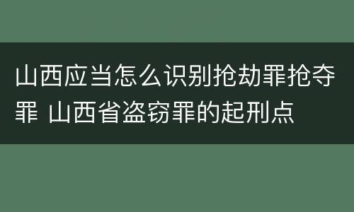 山西应当怎么识别抢劫罪抢夺罪 山西省盗窃罪的起刑点