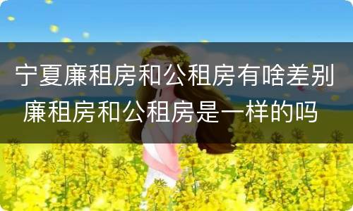 宁夏廉租房和公租房有啥差别 廉租房和公租房是一样的吗