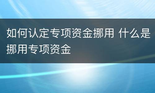 如何认定专项资金挪用 什么是挪用专项资金