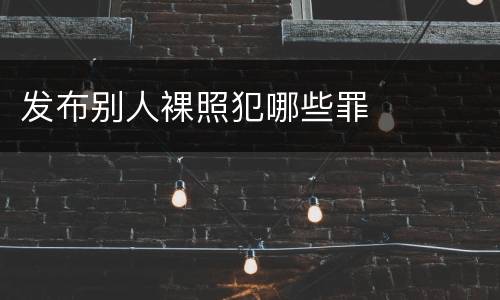 发布别人裸照犯哪些罪