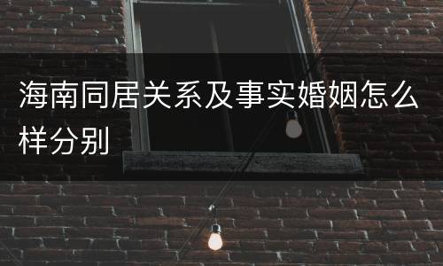 海南同居关系及事实婚姻怎么样分别