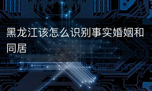 黑龙江该怎么识别事实婚姻和同居