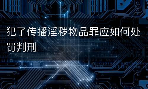 犯了传播淫秽物品罪应如何处罚判刑