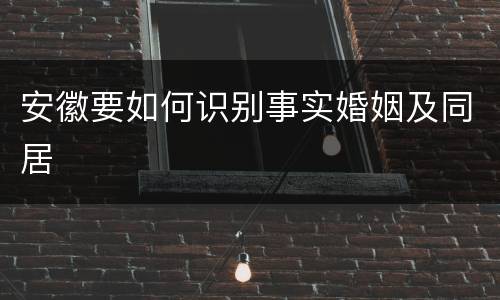 安徽要如何识别事实婚姻及同居