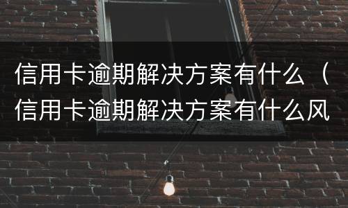 信用卡逾期解决方案有什么（信用卡逾期解决方案有什么风险）