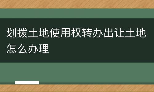 划拨土地使用权转办出让土地怎么办理