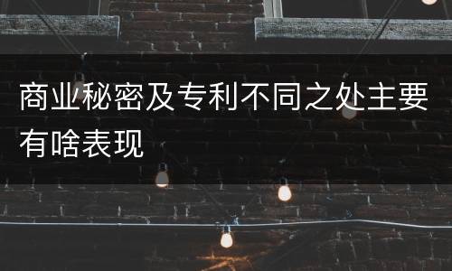 商业秘密及专利不同之处主要有啥表现
