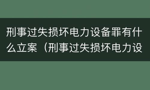 刑事过失损坏电力设备罪有什么立案（刑事过失损坏电力设备罪有什么立案标准）