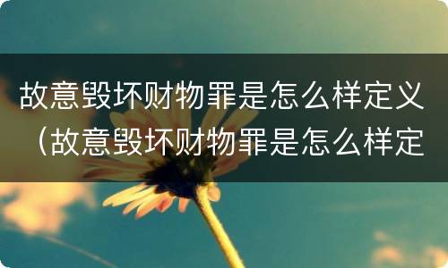 故意毁坏财物罪是怎么样定义（故意毁坏财物罪是怎么样定义犯罪的）