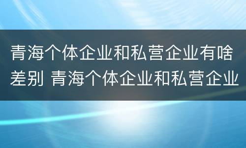 青海个体企业和私营企业有啥差别 青海个体企业和私营企业有啥差别吗