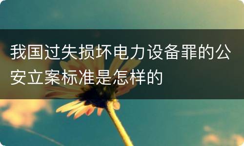 我国过失损坏电力设备罪的公安立案标准是怎样的