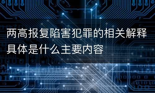 两高报复陷害犯罪的相关解释具体是什么主要内容