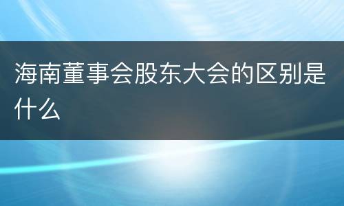 海南董事会股东大会的区别是什么