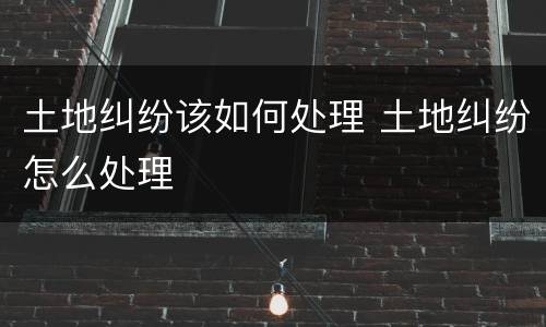 土地纠纷该如何处理 土地纠纷怎么处理