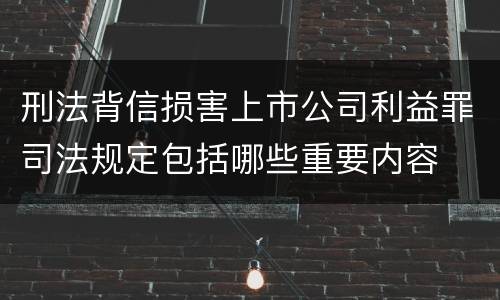 刑法背信损害上市公司利益罪司法规定包括哪些重要内容