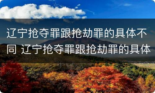辽宁抢夺罪跟抢劫罪的具体不同 辽宁抢夺罪跟抢劫罪的具体不同之处