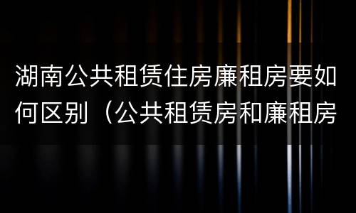 湖南公共租赁住房廉租房要如何区别（公共租赁房和廉租房）
