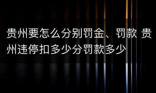 贵州要怎么分别罚金、罚款 贵州违停扣多少分罚款多少
