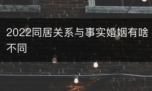 2022同居关系与事实婚姻有啥不同