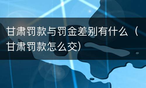 甘肃罚款与罚金差别有什么（甘肃罚款怎么交）