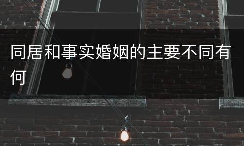 同居和事实婚姻的主要不同有何