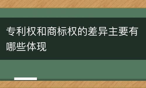 专利权和商标权的差异主要有哪些体现