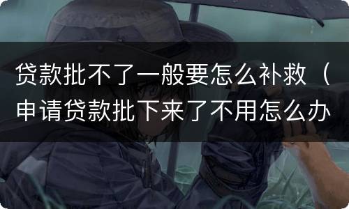 贷款批不了一般要怎么补救（申请贷款批下来了不用怎么办）