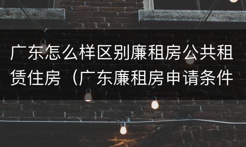 广东怎么样区别廉租房公共租赁住房（广东廉租房申请条件2020）
