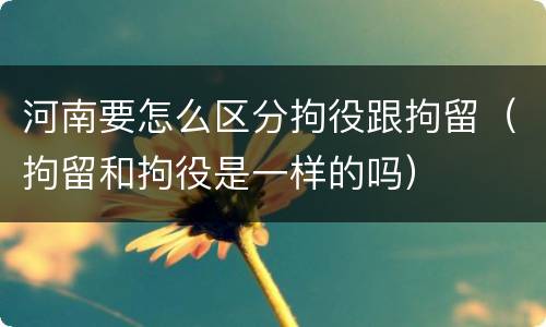 河南要怎么区分拘役跟拘留（拘留和拘役是一样的吗）