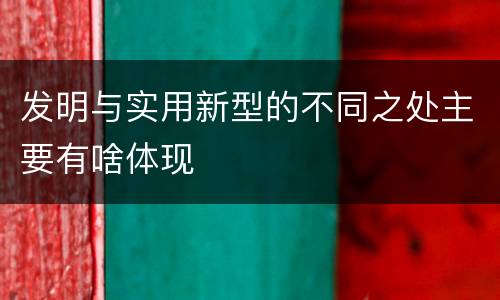 发明与实用新型的不同之处主要有啥体现