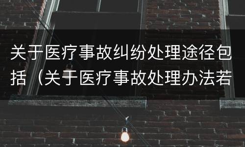 关于医疗事故纠纷处理途径包括（关于医疗事故处理办法若干问题的说明）