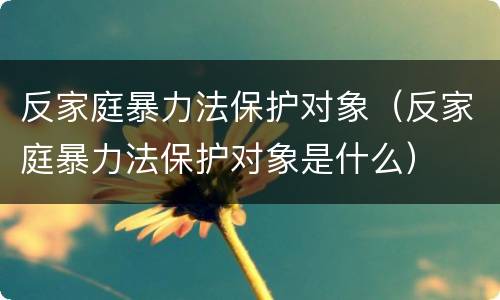 反家庭暴力法保护对象（反家庭暴力法保护对象是什么）