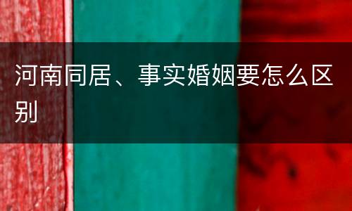 河南同居、事实婚姻要怎么区别