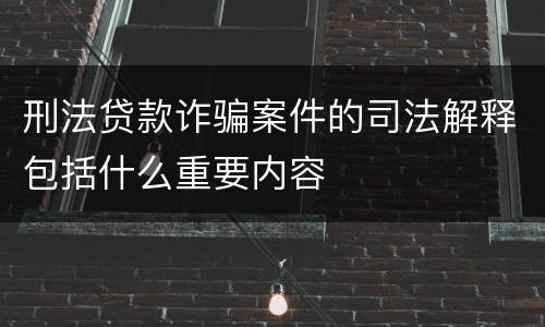 刑法贷款诈骗案件的司法解释包括什么重要内容
