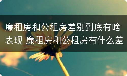 廉租房和公租房差别到底有啥表现 廉租房和公租房有什么差别