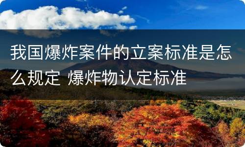 我国爆炸案件的立案标准是怎么规定 爆炸物认定标准