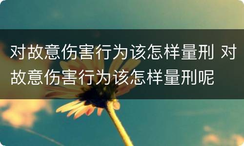 对故意伤害行为该怎样量刑 对故意伤害行为该怎样量刑呢