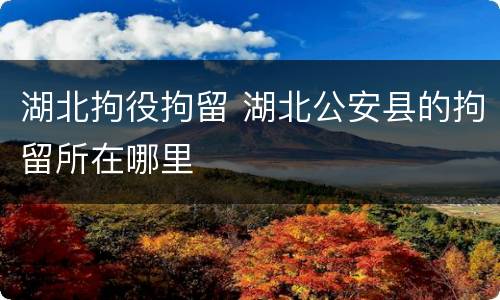湖北拘役拘留 湖北公安县的拘留所在哪里