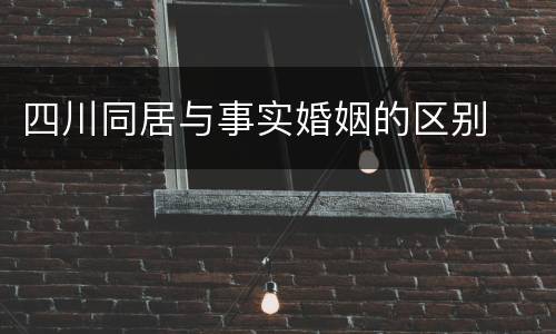 四川同居与事实婚姻的区别