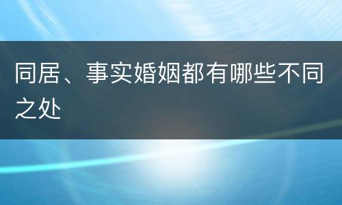 同居、事实婚姻都有哪些不同之处