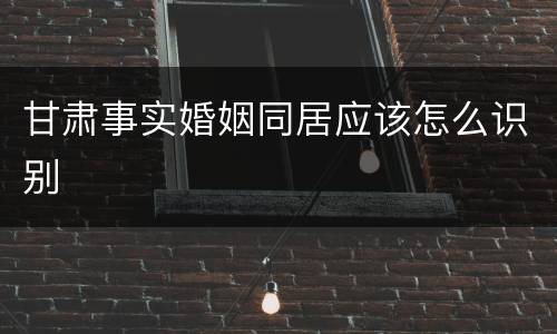 甘肃事实婚姻同居应该怎么识别