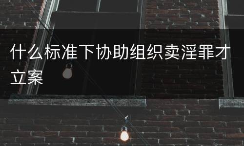 什么标准下协助组织卖淫罪才立案